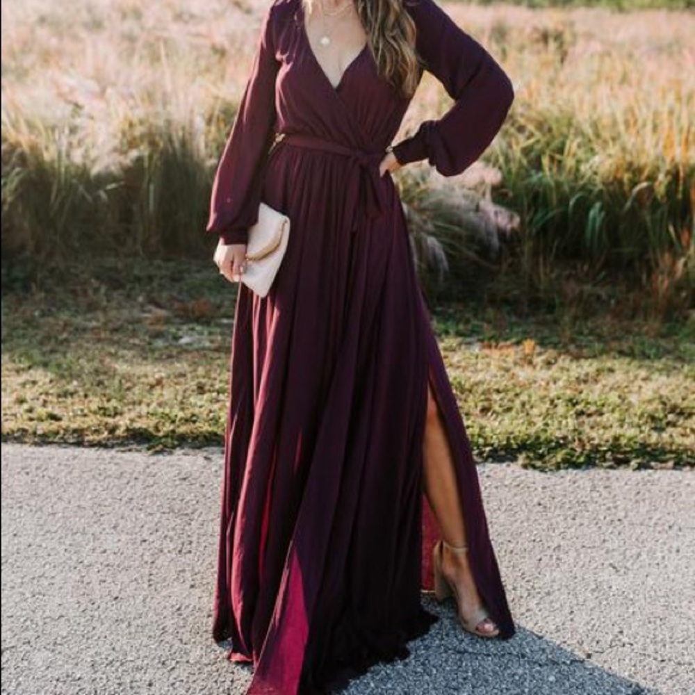 Vici - Long Sleeve Diana Maxi Dress, Wine